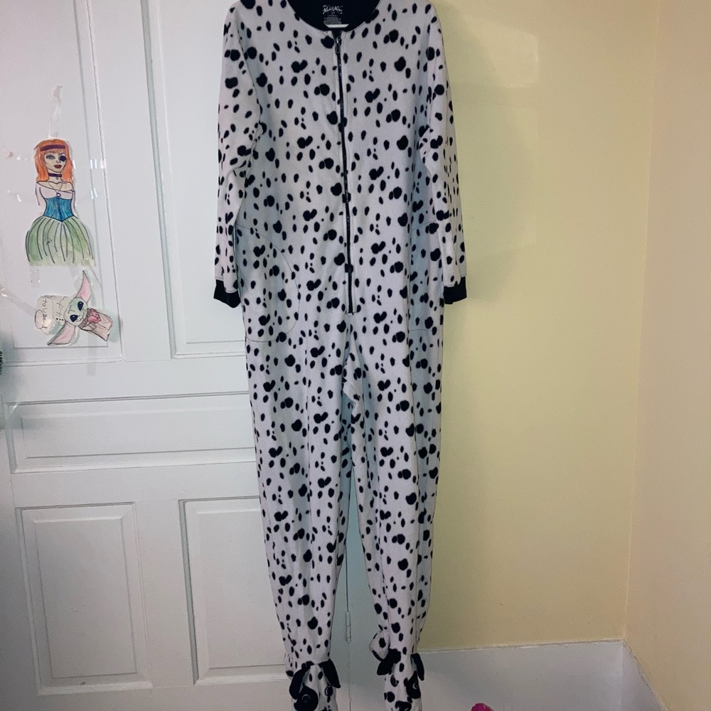 Nick & Nora fleecey Dalmatian Union Suit